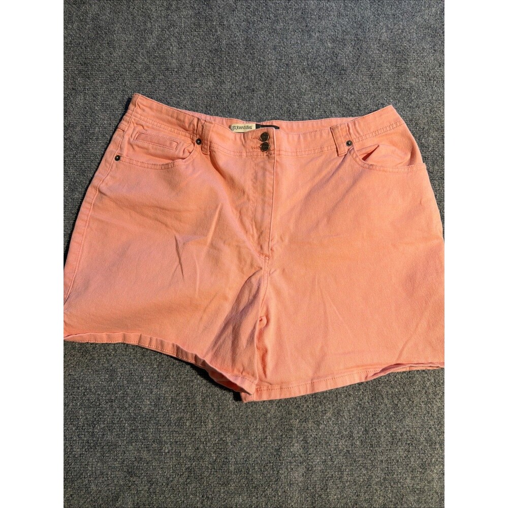 St. John's Bay Chino Shorts Womens 16 Pink Cotton Stretch High Rise Easy Fit